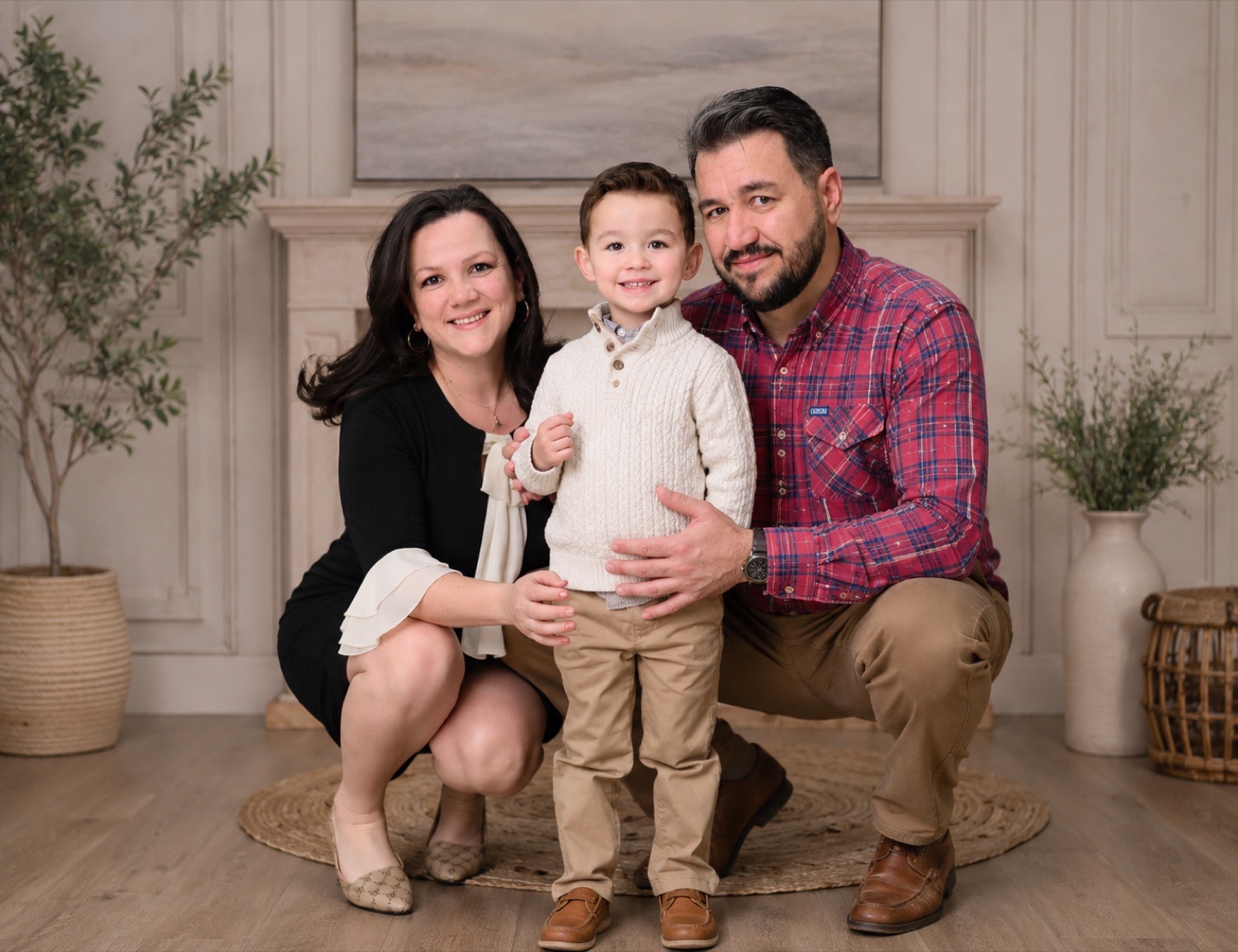 Annie with her husband and their toddler son